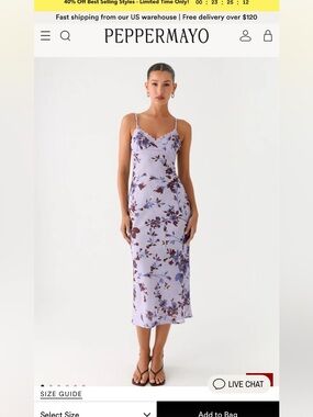 Pepper Mayo Bluma Lace Lilac Midi Dress
